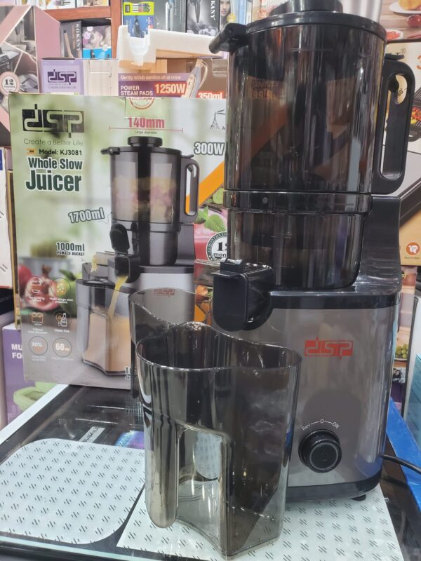 عصارة DSP بطيئة الكبس 1700 مل موديل KJ3081 – قدرة 300 واط وعصر صحي بدون تقطيع"