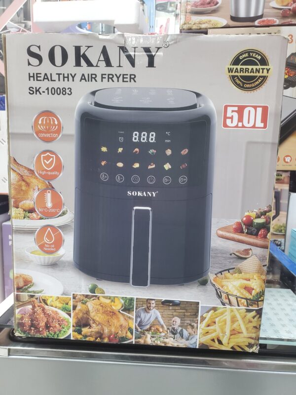 قلاية هوائية سوكاني 5 لتر موديل SK-10083 – طهي صحي بدون زيت مع شاشة رقمية وبرامج متعددة
