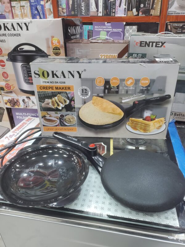 "صانع رقائق سوكاني 650 واط موديل SK-5208 – مع سطح غير لاصق وقطر 20 سم لتسخين سريع"