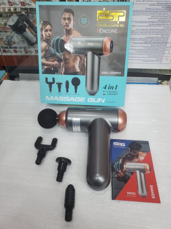 مسدس تدليك العضلات DSP Encore Pro+ – 32 سرعة – 4 رؤوس – موديل 80025