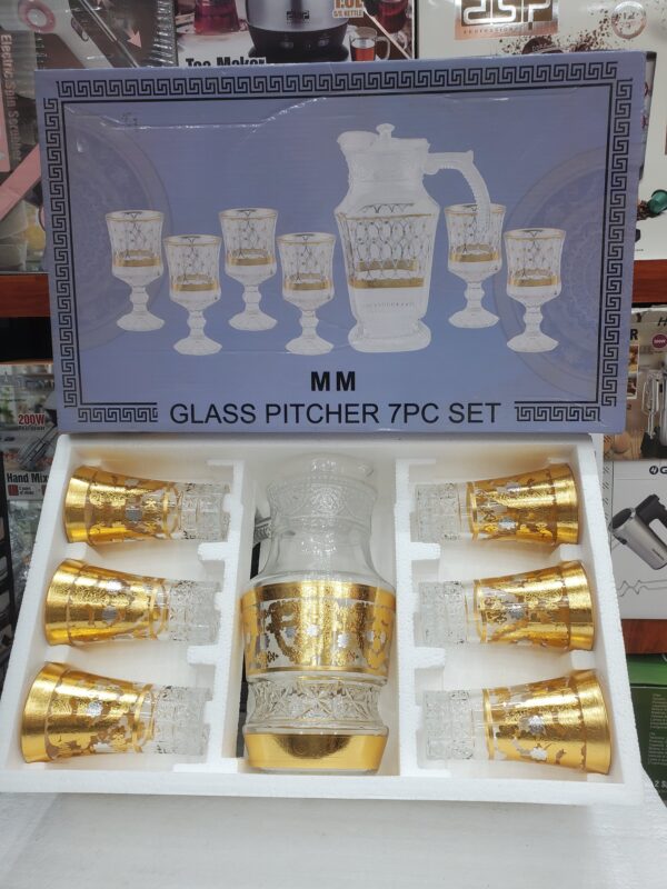 طقم قلاصة كريستال مع جاك مزخرف – 7 قطع