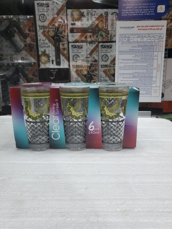 قلاصات عصير زجاج هرموني طويل منقوش موديل MT12-9P/3-2GWP