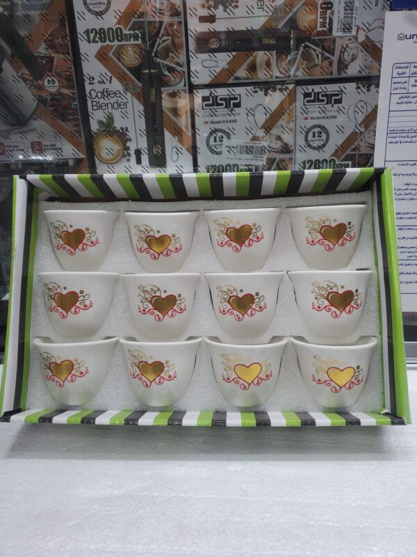 فناجين قهوة سيراميك ابيض صغير نقشة ذهبي NO-977